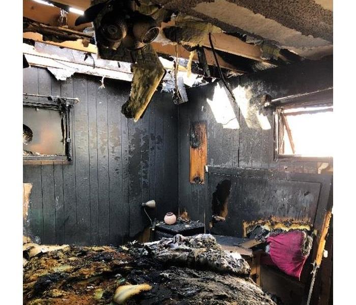 inside of bedroom affected by a fire