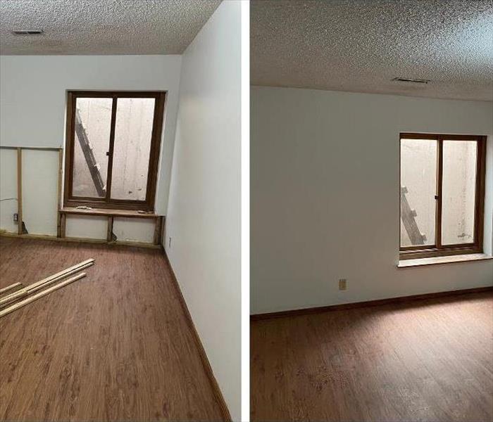 Before and After a water damage mitigation and reconstruction